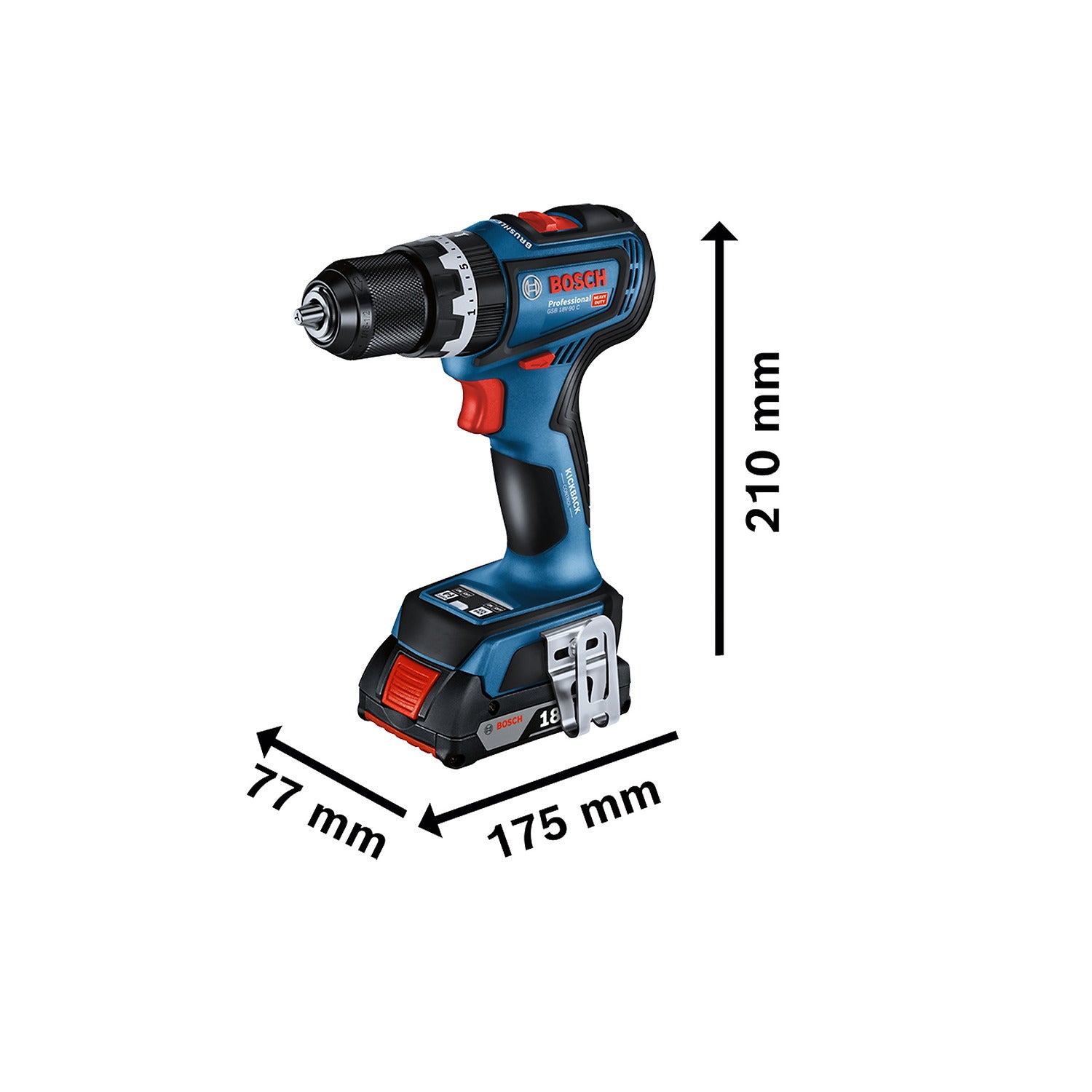 ROTOMARTILLO BOSCH GSB 18V-90C CON 2 BATERÍAS + MALETÍN