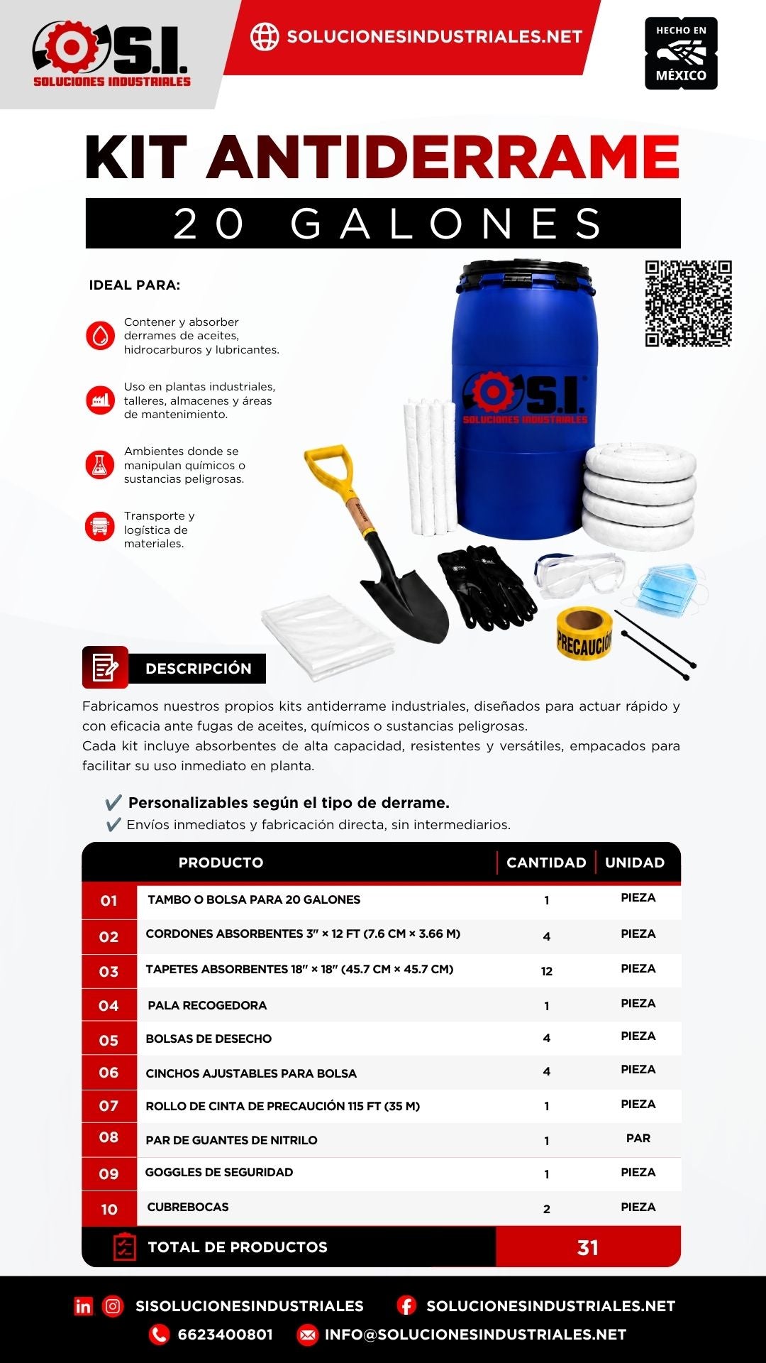 Kit Antiderrame - 20 Galones