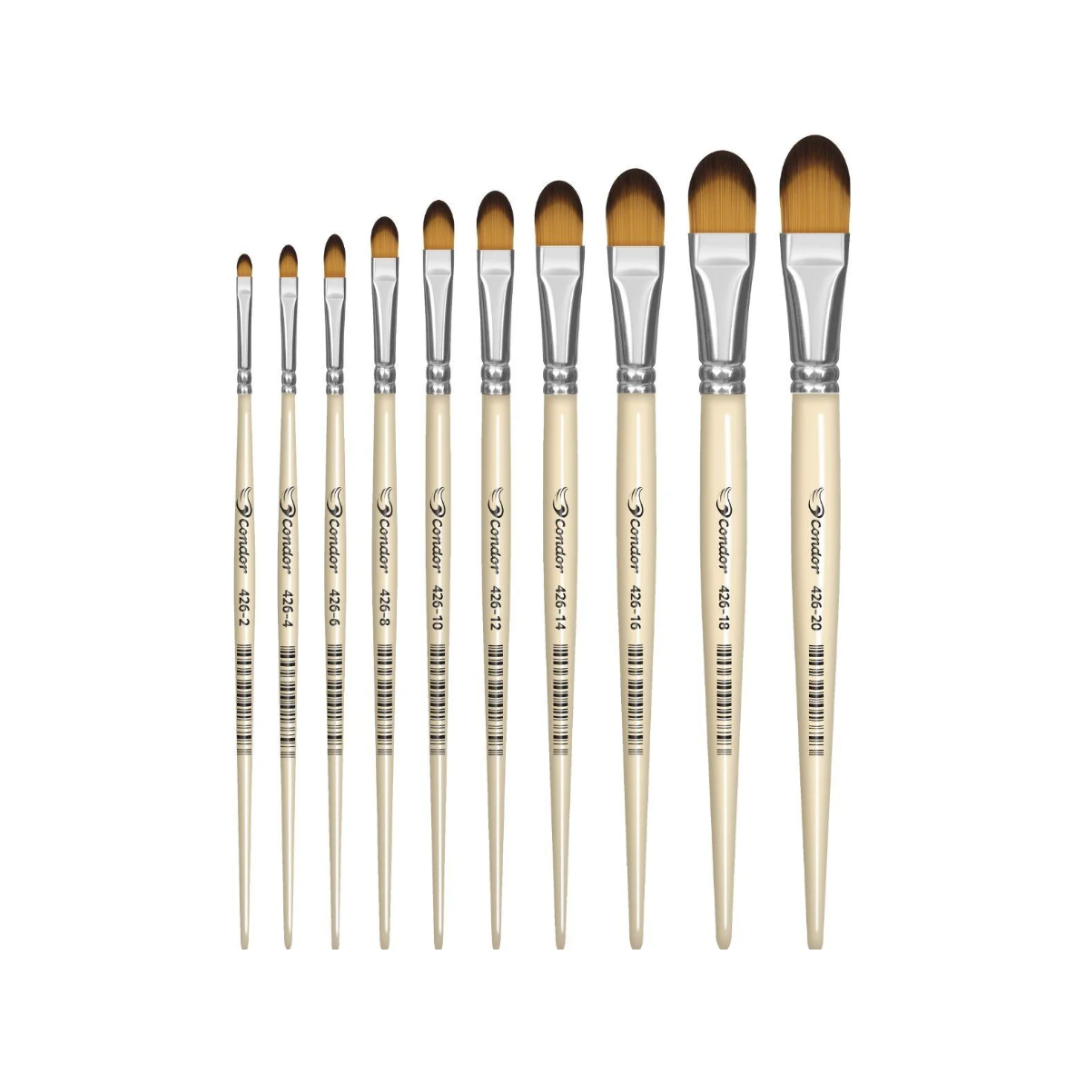 Pincel Artístico Língua de Gato Sintético Konex Ocre 426 - Condor - 12 piezas