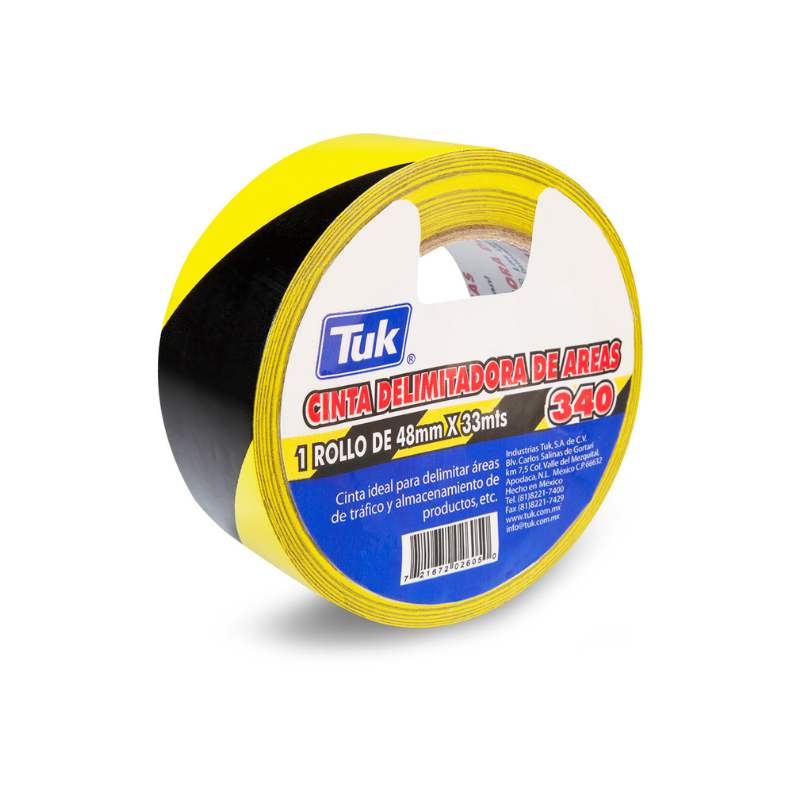 CINTA DELIMITADORA TUK 340 AMARILLO CON NEGRO REFLEJANTE 48MM X 33M - 1 PIEZA