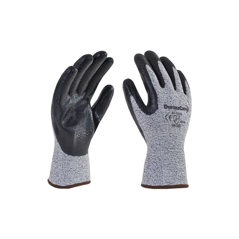 GUANTE ANTI CORTE NIVEL 5 CON NITRILO SOLIDO EN PALMA, DERMACARE 51-660, TALLA 10