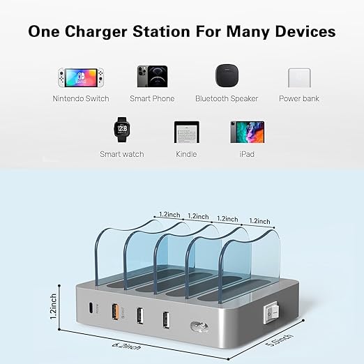 ESTACIÓN DE CARGA USB DE 4 PUERTOS CON BASE ORGANIZADORA VIMC
