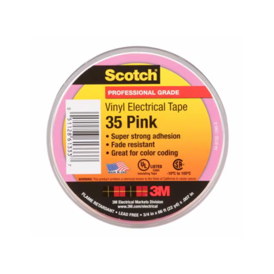 Cinta Aislante de Vinilo Scotch Rosa 35 - 3/4 in x 66 pies - 10 rollos