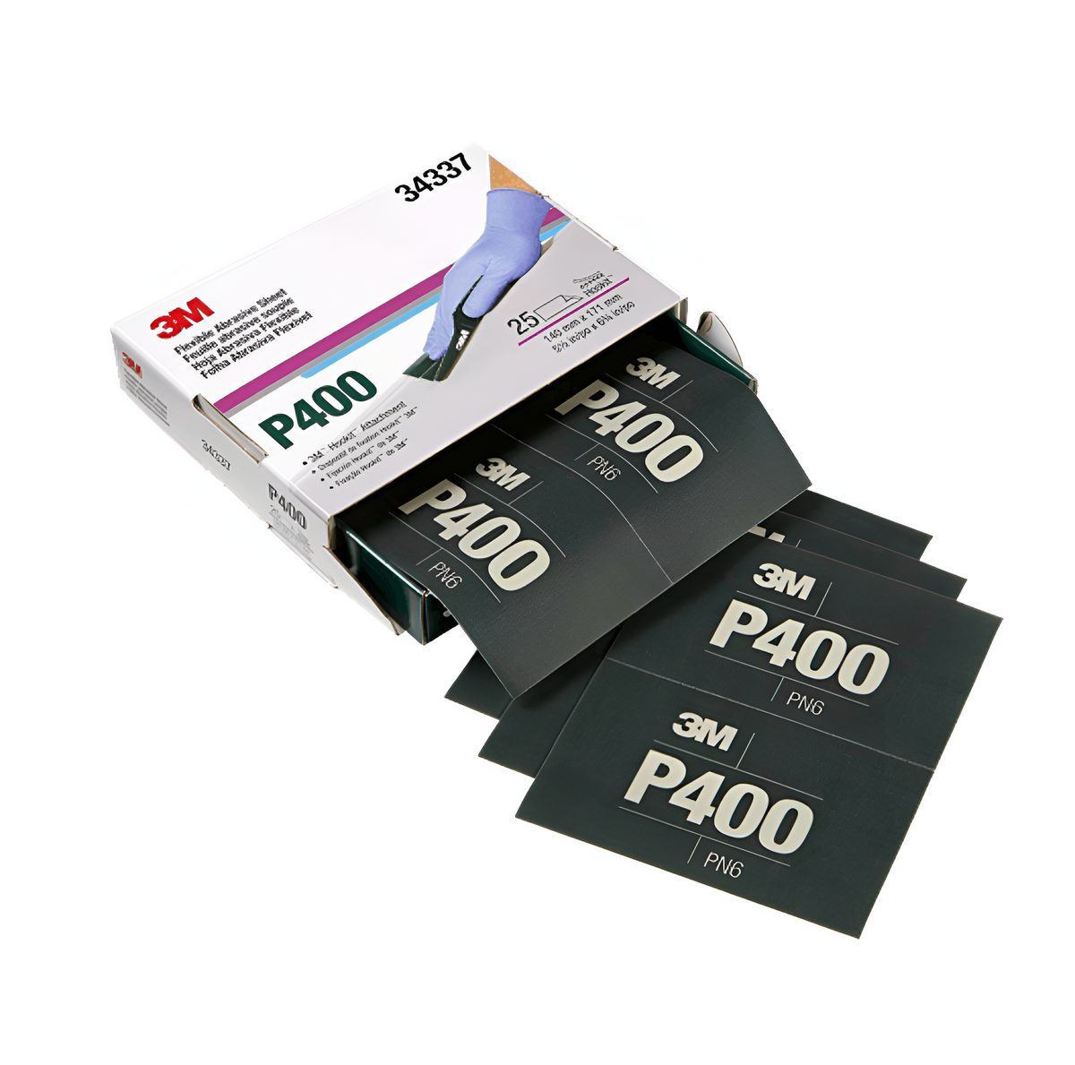 HOJA ABRASIVA FLEXIBLE 5.5" X 6.8" P400 3M 34337