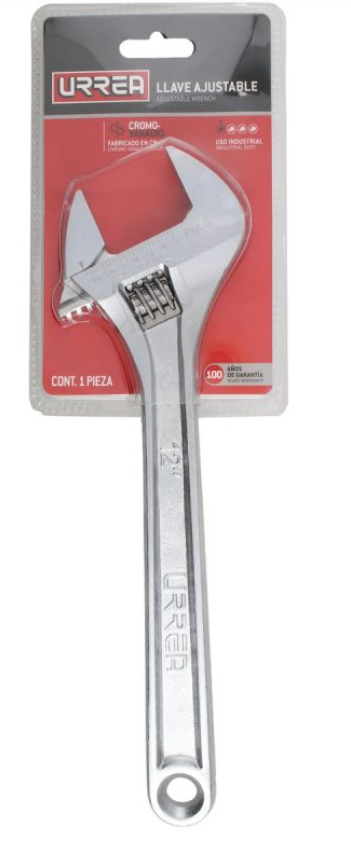 LLAVE AJUSTABLE CROMADA, ALTURA 1-1/8", 10" - URREA - 1 PIEZA