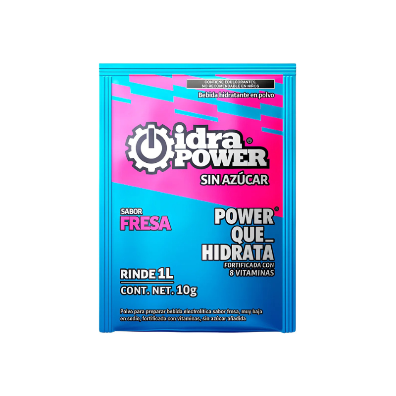 IDRAPOWER BEBIDA HIDRATANTE SIN AZÚCAR VARIOS SABORES 10 GRAMOS (1LT) - 20 PIEZAS