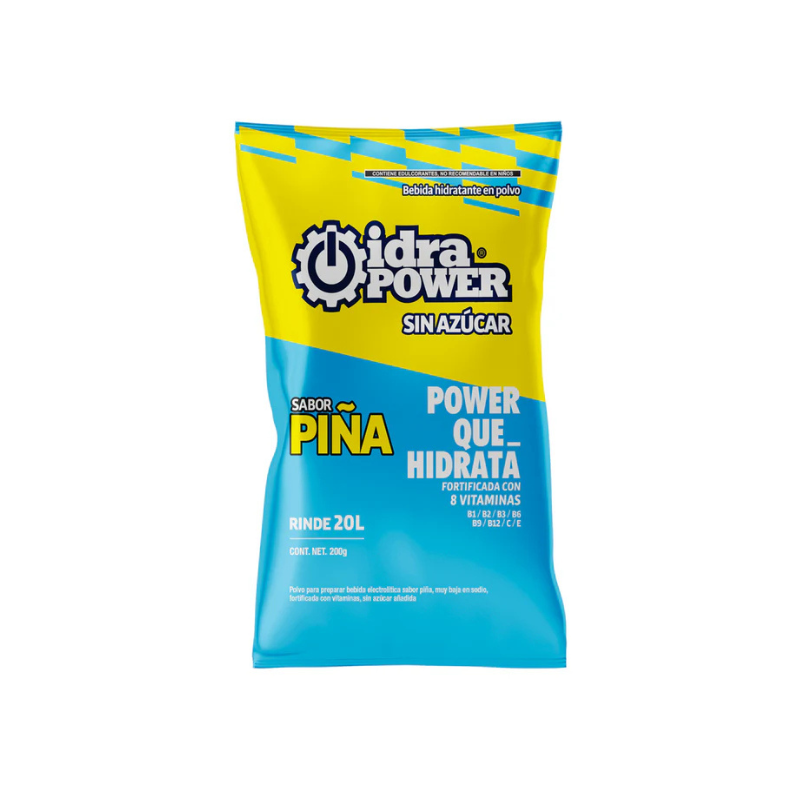 IDRAPOWER BEBIDA HIDRATANTE SIN AZÚCAR VARIOS SABORES 200 GRAMOS (20L) - 1 PIEZA