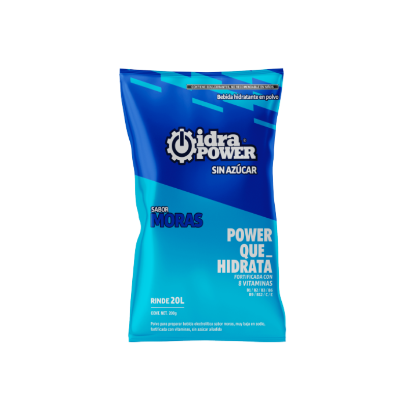 IDRAPOWER BEBIDA HIDRATANTE SIN AZÚCAR VARIOS SABORES 200 GRAMOS (20L) - 1 PIEZA