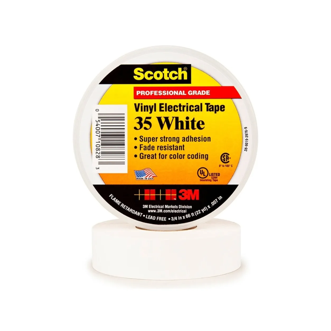 Cinta Aislante de Vinilo Scotch Blanco 35 - 3/4 in x 66 pies - 10 rollos