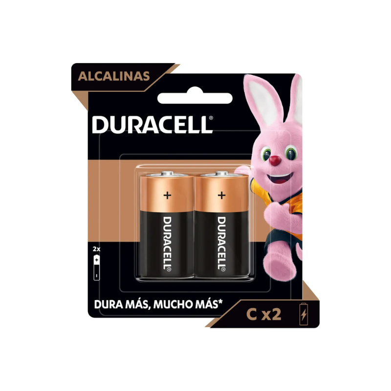 PILAS ALCALINAS DURACELL TIPO C 1.5 V PAQUETE CON 2