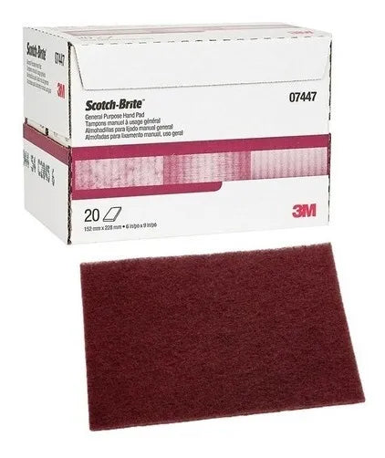 ALMOHADILLA MARRON FINA SCOTCH BRITE 3M 7447, 6" X 9" - 20 PIEZAS