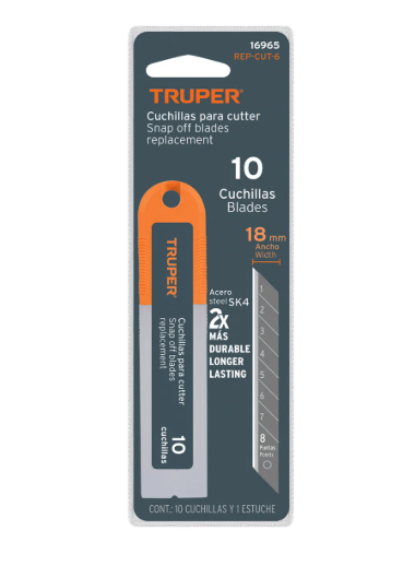 CUCHILLAS DE REPUESTO PARA CUTTER 18MM CON 10 PIEZAS