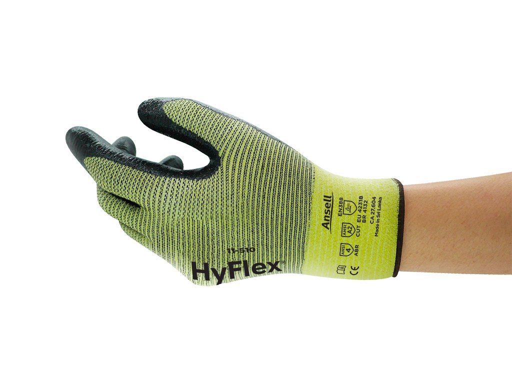 GUANTE ANTICORTE CON FORRO DE KEVLAR - ANSELL HYFLEX 11-510 - 12 PARES