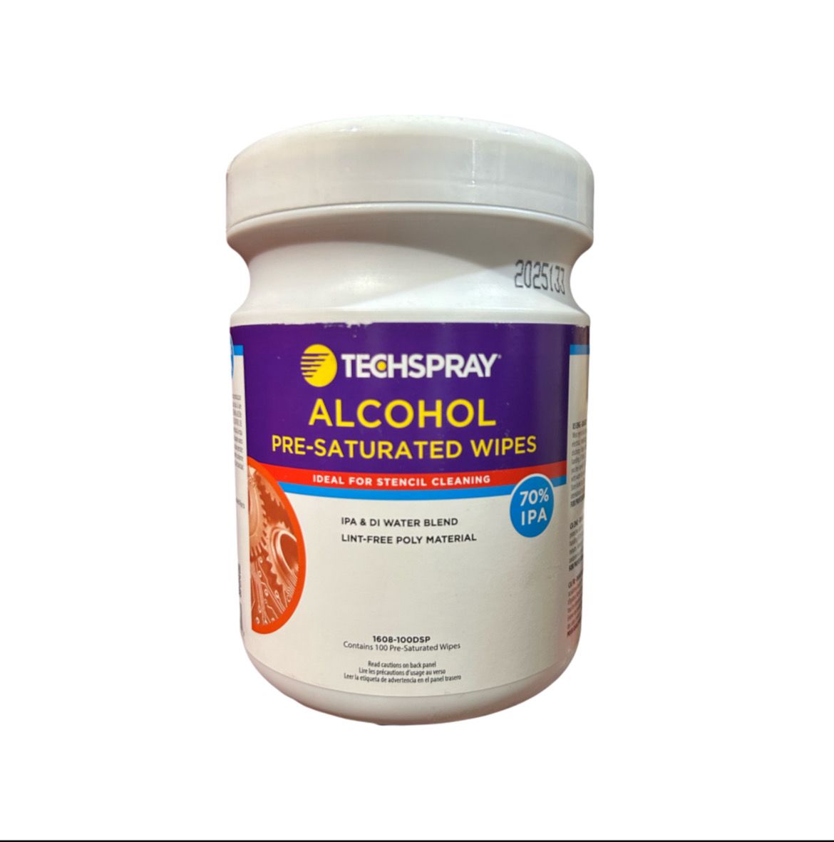 TOALLITAS DE ALCOHOL PRE-SATURADAS TECHSPRAY - 1 PIEZA CON 100 TOALLAS