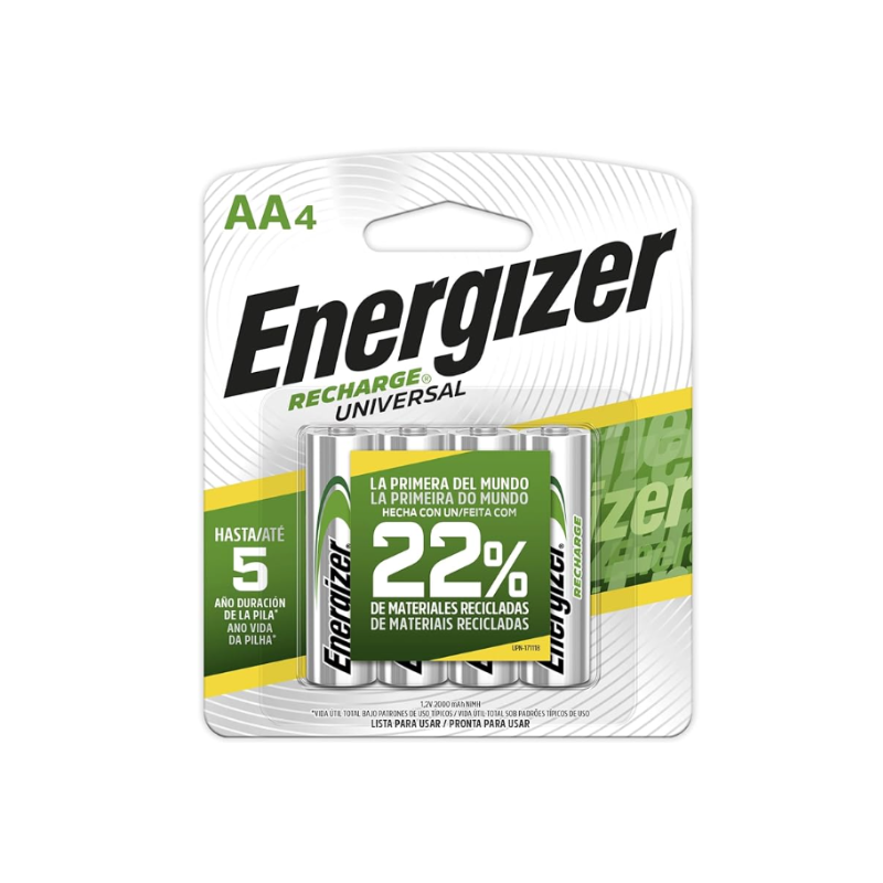 PILAS RECARGABLES ENERGIZER AA 2000 MAH PAQUETE - 4 PIEZAS