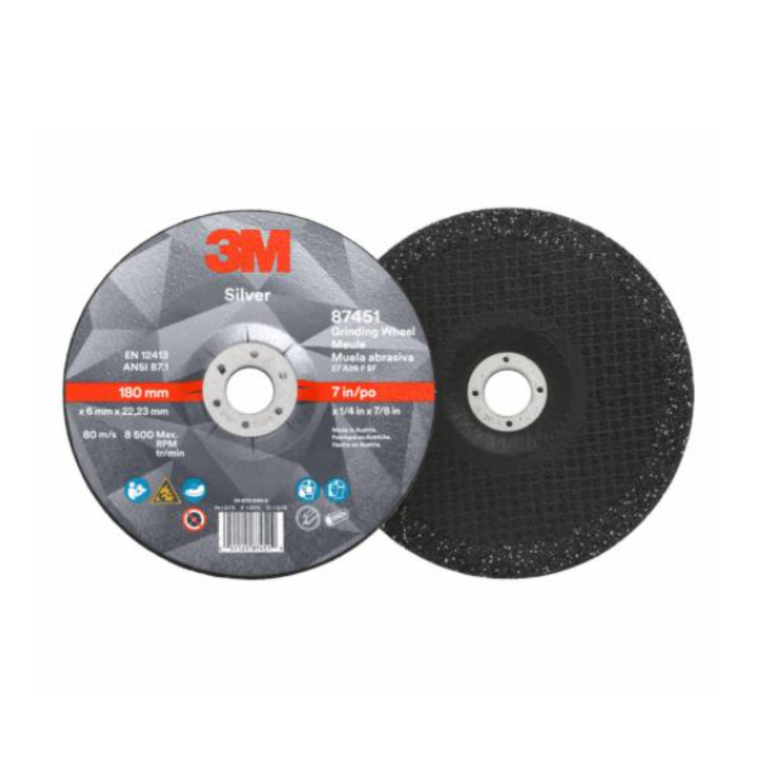 Disco de Desbaste - Silver 87451, T27, 7 in x 0.25 in x 0.87 in - 10 piezas - 3M