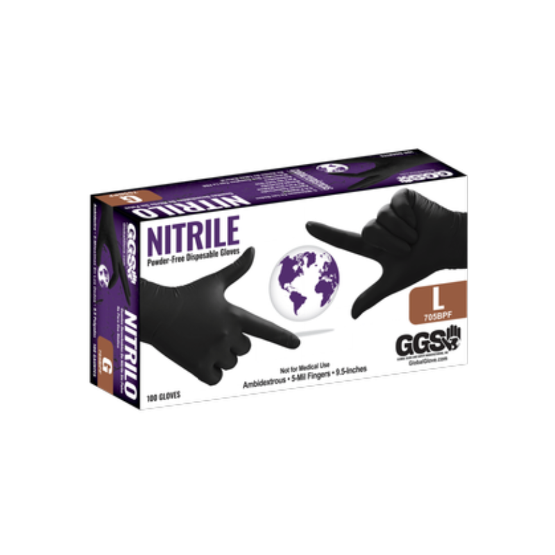 GUANTES DE NITRILO DESECHABLES NEGROS SAFE FIT 705BPF - 100 PIEZAS