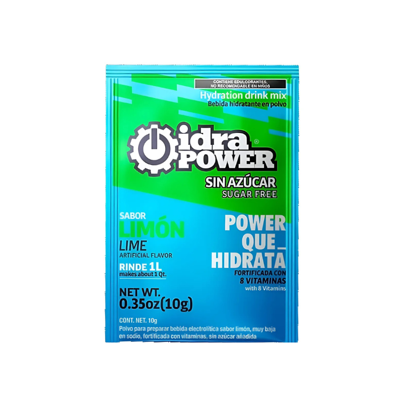 IDRAPOWER BEBIDA HIDRATANTE SIN AZÚCAR VARIOS SABORES 10 GRAMOS (1LT) - 20 PIEZAS