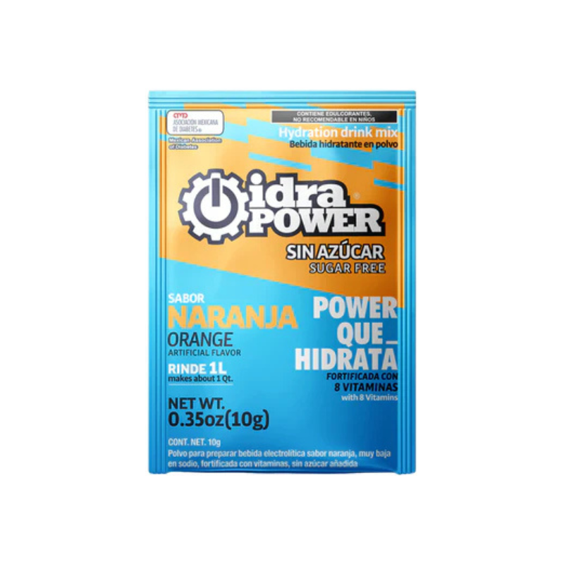 IDRAPOWER BEBIDA HIDRATANTE SIN AZÚCAR VARIOS SABORES 10 GRAMOS (1LT) - 20 PIEZAS