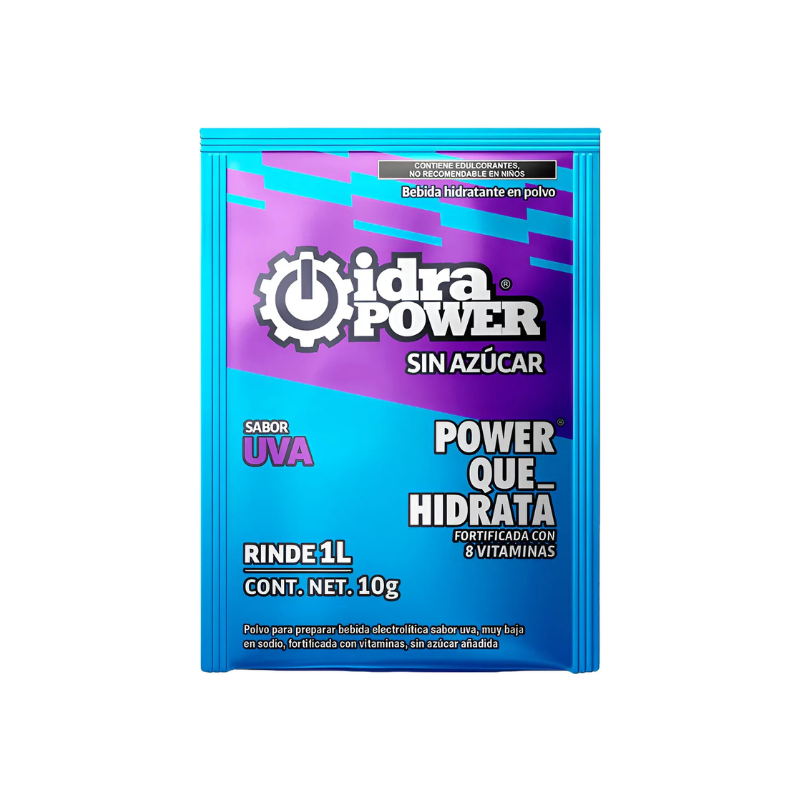 IDRAPOWER BEBIDA HIDRATANTE SIN AZÚCAR VARIOS SABORES 10 GRAMOS (1LT) - 20 PIEZAS