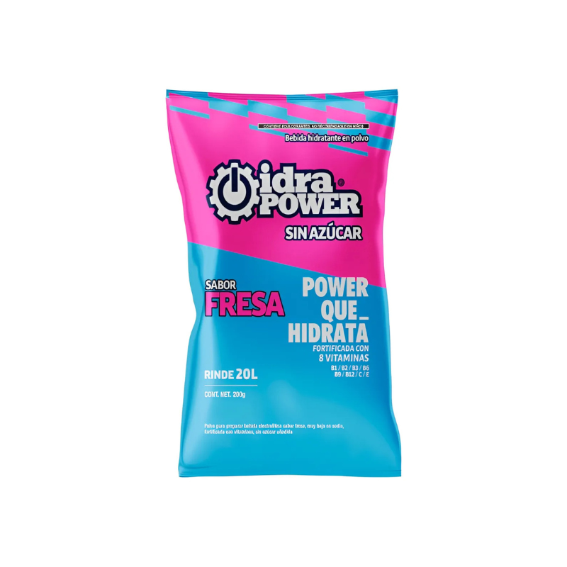 IDRAPOWER BEBIDA HIDRATANTE SIN AZÚCAR VARIOS SABORES 200 GRAMOS (20L) - 1 PIEZA