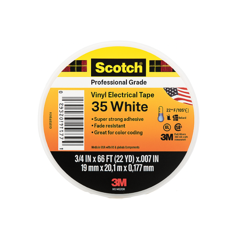 CINTA VYNIL BLANCA .019X20M - 35 - 3M