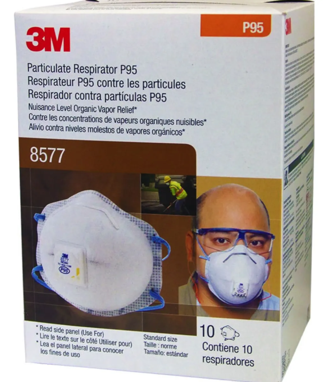 MASCARILLA PARA VAPORES ORGÁNICOS CON VÁLVULA 3M 8577 - 10 PIEZAS
