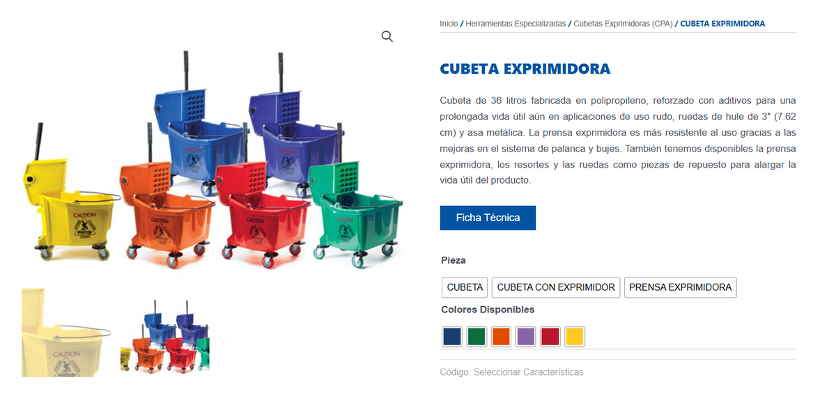 CUBETA EXPRIMIDORA 36 LTS MORADA