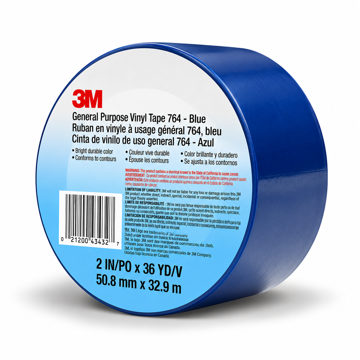 CINTA DE VINIL 3M 764 AZUL PARA USO GENERAL 50.8 MM X 33 M