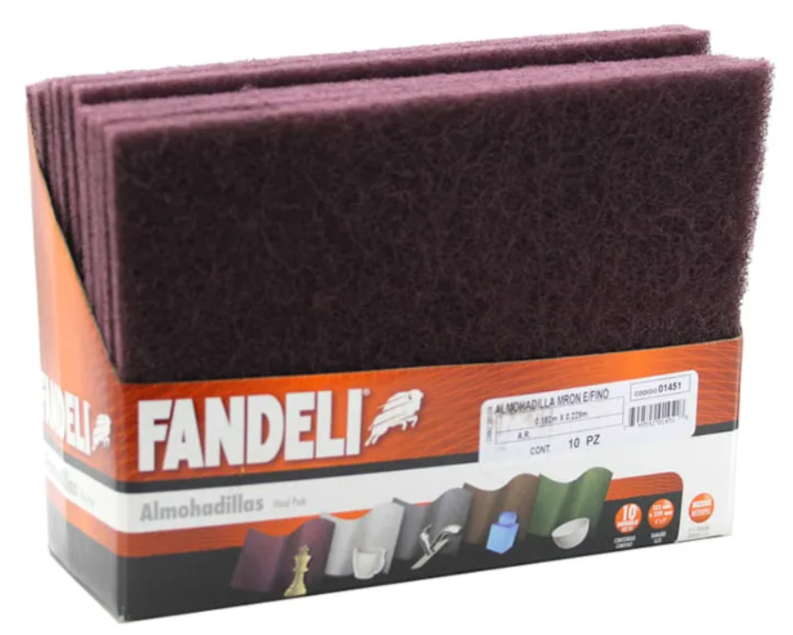 ALMOHADILLA FIBRA MARRON FINA 6" X 9" - FANDELI - 1PZA