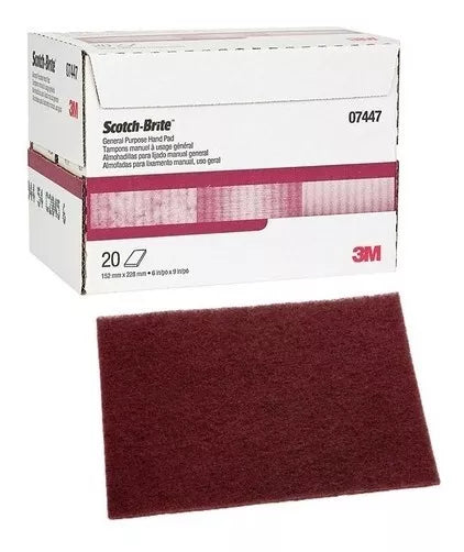 ALMOHADILLA MARRON FINA SCOTCH BRITE 3M 7447, 6" X 9" - 20 PIEZAS
