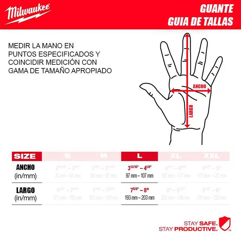 GUANTES DE TRABAJO MILWAUKEE 48‑22‑8722 TALLA L - 1 PAR