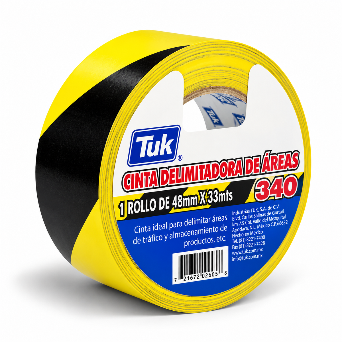 CINTA DELIMITADORA TUK 340 AMARILLO CON NEGRO REFLEJANTE 48MM X 33M - 1 PIEZA