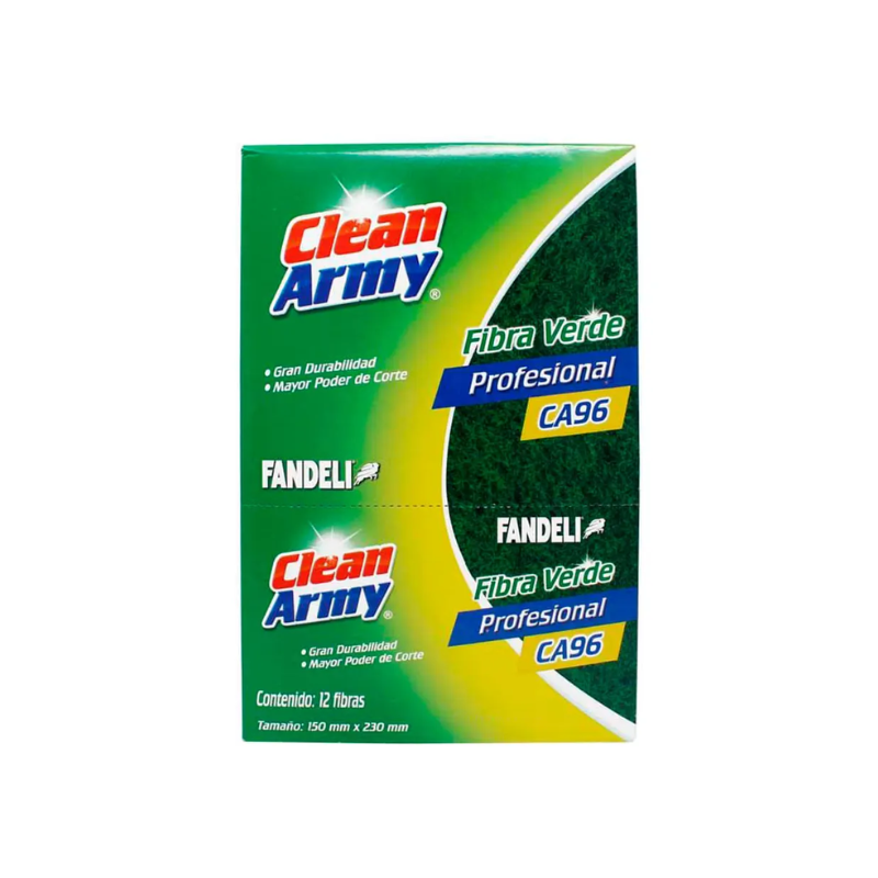FIBRA ABRASIVA FANDELI CLEAN ARMY CA‑96 VERDE - 12 PIEZAS