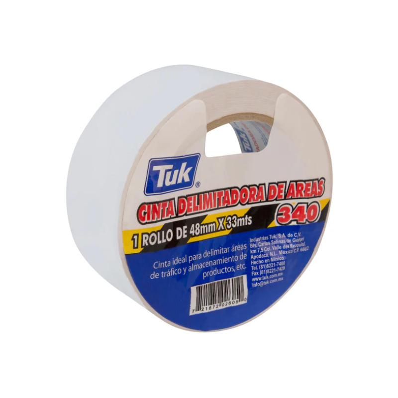 CINTA DELIMITADORA BLANCA DE 2 X 33 MTS TUK - 1 PIEZA