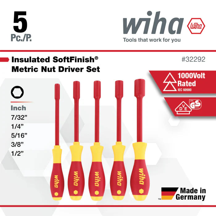 JUEGO DE DESTORNILLADORES PARA TUERCAS WIHA SOFTFINISH 32292 - 5 PIEZAS